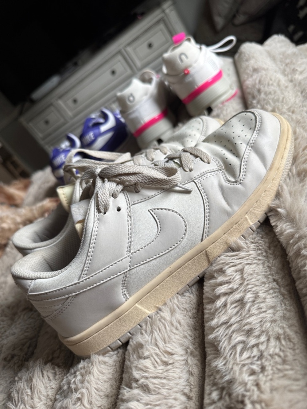 Nike White Low-Top Sneakers with Cream Sole